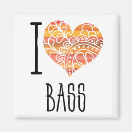I Kärlek Bass Orange Mandala Heart Magnet
