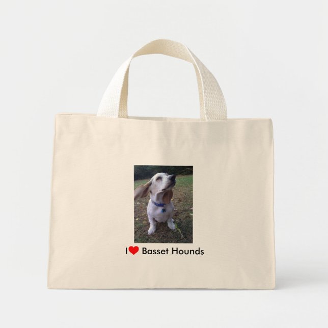 I kärlek Basset Hounds Mini Tygkasse (Framsidan)