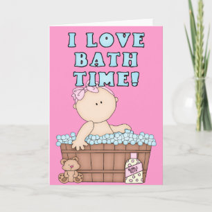 I Kärlek Bath Time Flicka i Tub Greeting Card Kort