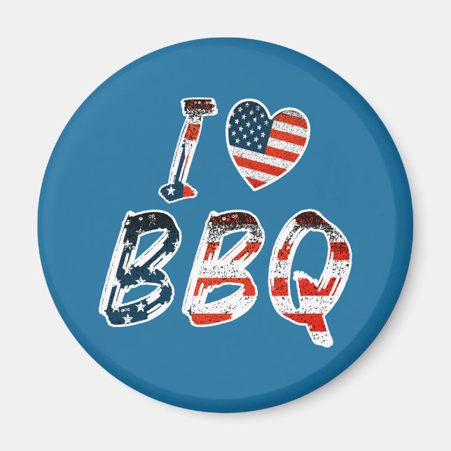 I Kärlek BBQ, American Patriotic Magnet (Framsidan)