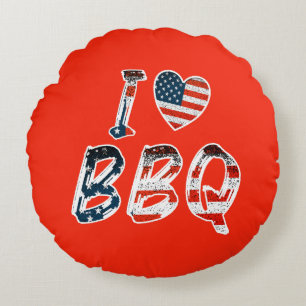 I Kärlek BBQ, American Patriotic Rund Kudde