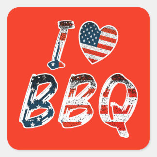 I kärlek BBQ, amerikansk patriotisk Fyrkantigt Klistermärke