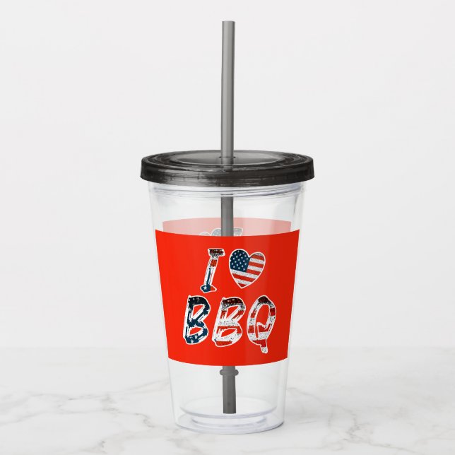 I kärlek BBQ, amerikansk patriotisk Take Away Mugg (Framsida)