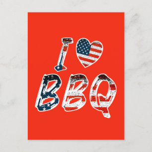 I kärlek BBQ, amerikansk patriotisk Vykort