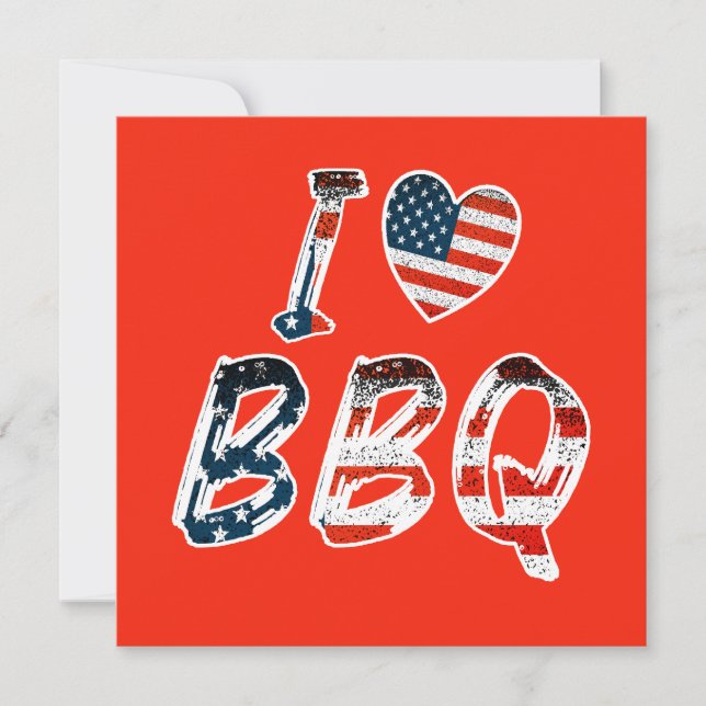 I kärlek BBQ, amerikanskt patriotiskt inbjudningsk (Framsida)