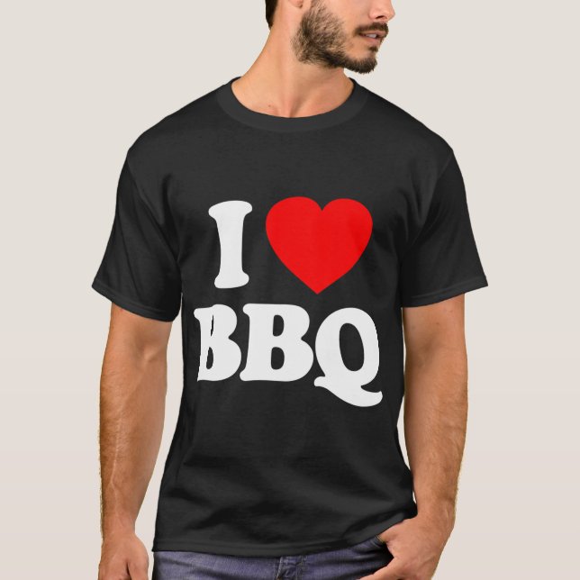 I Kärlek BBQ Heart Funny T Shirt (Framsida)