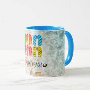 I Kärlek, Beach, färgstarka flip-flops Mugg