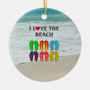 I Kärlek, Beach, flip-flops design Julgransprydnad Keramik