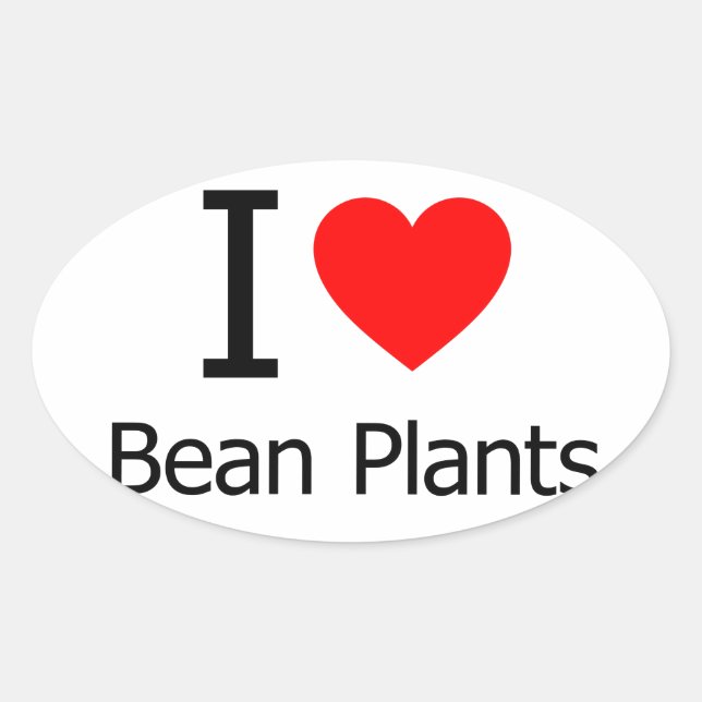I Kärlek Bean Plants Ovalt Klistermärke (Framsida)