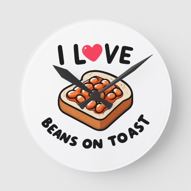 I Kärlek Beans på Toast Rund Klocka (Framsida)
