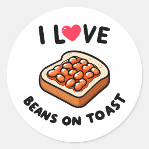 I Kärlek Beans på Toast Runt Klistermärke