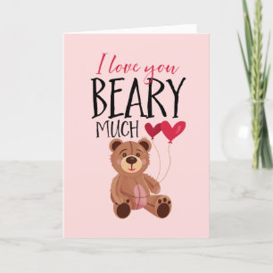 I Kärlek Beary Beary Mo Pun Valentine Day Helgkort