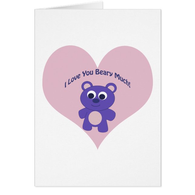 I Kärlek Beary Lila Bear OBS Kort (Framsidan)