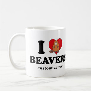 I Kärlek Beavers Funny Anpassningsbar Kaffemugg