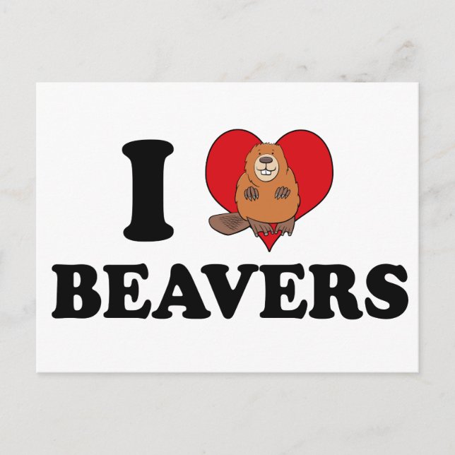 I Kärlek Beavers Funny Vykort (Framsida)