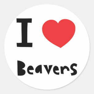 I kärlek Beavers Runt Klistermärke