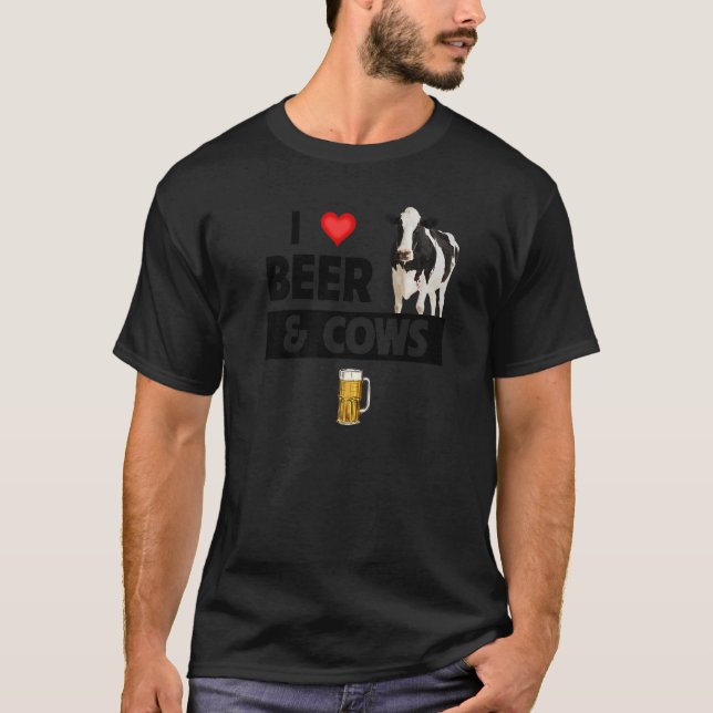 I Kärlek Beer and Cows Farming Christian Farm Anim T Shirt (Framsida)