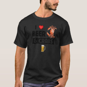 I Kärlek Beer and Crabs Drinking Seafood Ocean Mar T Shirt