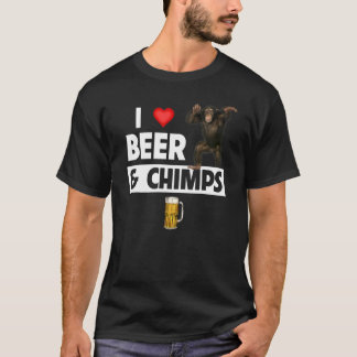 I Kärlek Beer och Chimps Drinking Chimpanzee Monke T Shirt