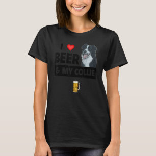 I Kärlek Beer och Gräns Collie Mamma Pappa Herd Hu T Shirt