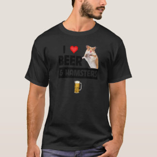 I Kärlek Beer och Hamsters Cage Wheel Drinking Ani T Shirt