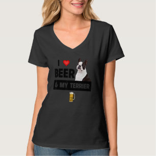 I Kärlek Beer och min Boston Terrier Mamma Pappa H T Shirt