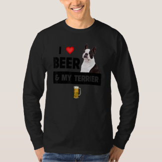 I Kärlek Beer och min Boston Terrier Mamma Pappa H T Shirt