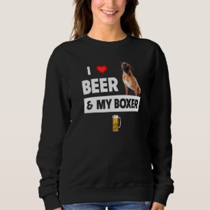 I Kärlek Beer och min Boxer Bulldog Mamma Pappa Hu T Shirt