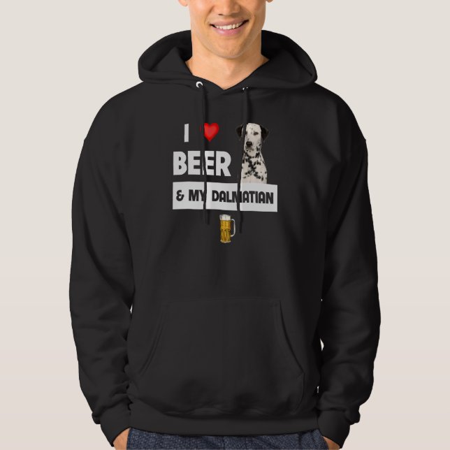 I Kärlek Beer och min Dalmatiske Mamma Pappa Hund  Hoodie (Framsida)