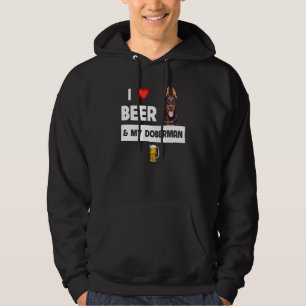 I Kärlek Beer och min Doberman Pinscher Mamma Papp Hoodie