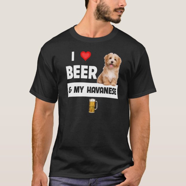 I Kärlek Beer och My Havanese Mamma Pappa Havapoo  T Shirt (Framsida)