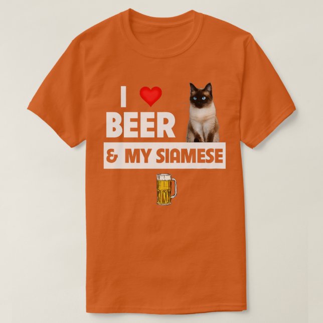 I Kärlek Beer och My Siamese Cat Lover Kitten Drin T Shirt (Design framsida)
