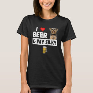 I Kärlek Beer och My Silky Terrier Hund Pappa Drin T Shirt