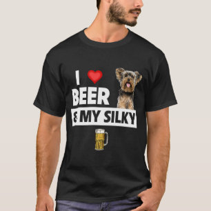 I Kärlek Beer och My Silky Terrier Hund Pappa Drin T Shirt