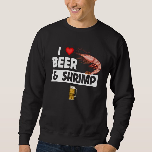 I Kärlek Beer och Shrimp Cajun Boil Seafood Gumbo  Lång Ärmad Tröja (Framsida)