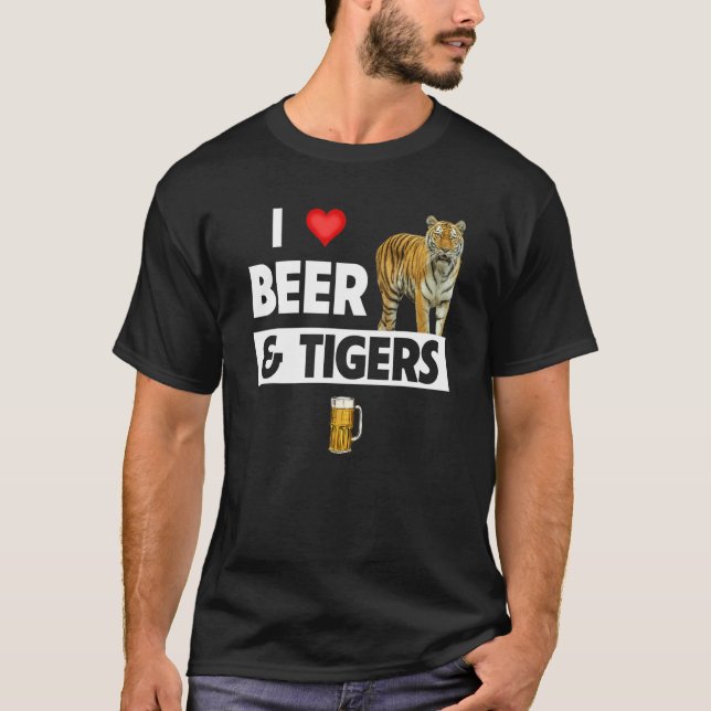 I Kärlek Beer och Tigers Lover T Shirt (Framsida)