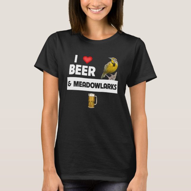 I Kärlek Beer och Westerna Meadowlarks Kansas Stat T Shirt (Framsida)