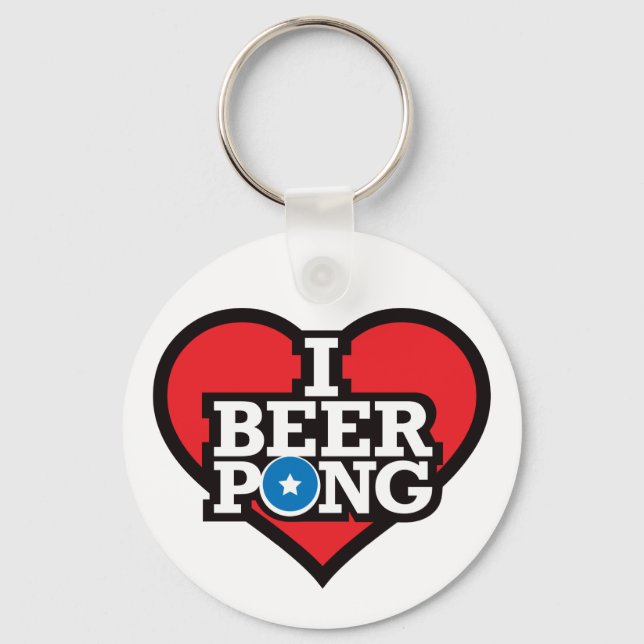 I Kärlek Beer Pong - Red Nyckelring (Framsida)