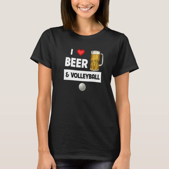 I Kärlek Beer & Volleyball Drinking Games Roligt å T Shirt (Framsida)