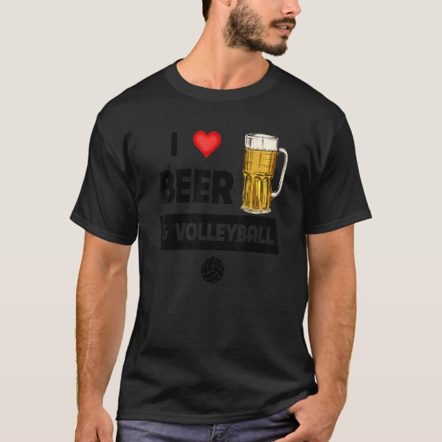 I Kärlek Beer & Volleyball Drinking Games Roligt å T Shirt (Framsida)