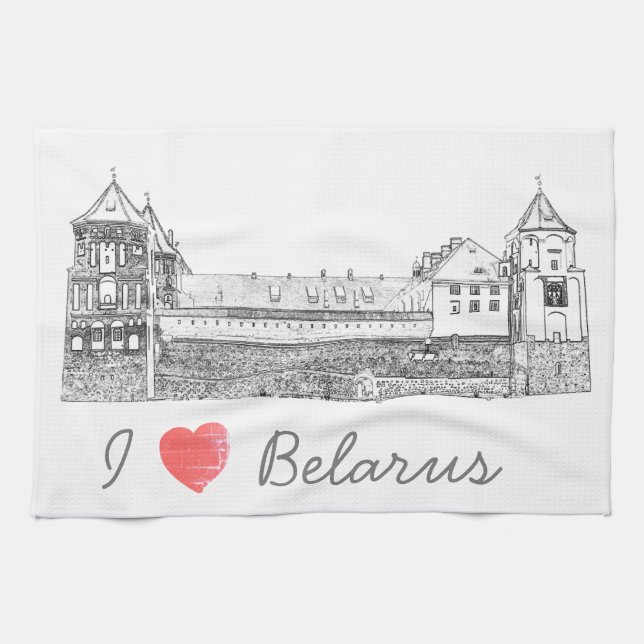 I Kärlek Belarus Mir Castle Architecture М и р с к Kökshandduk (Horisontell)