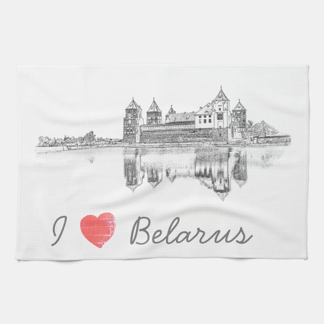 I Kärlek Belarus Mir Castle Architecture М и р с к Kökshandduk (Horisontell)