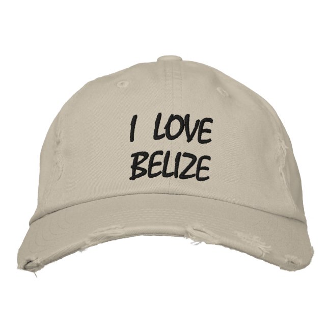 I KÄRLEK BELIZE Distress Baseball Cap Broderad Keps (Framsida)
