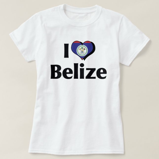 I Kärlek Belize Flagga T-shirt (Design framsida)