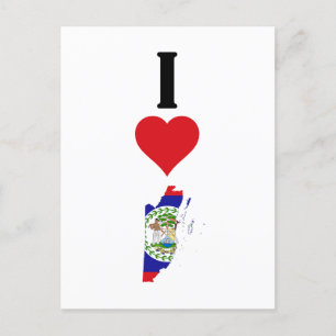 I Kärlek Belize Lodrät I Heart Land Flagga Karta Vykort
