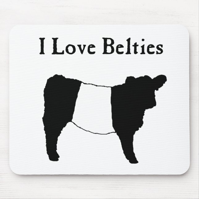 I Kärlek Belties - Black White Belted Galloway Cow Musmatta (Framsidan)