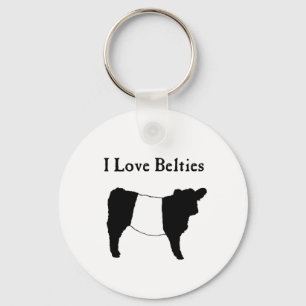I Kärlek Belties - Black White Belted Galloway Cow Nyckelring