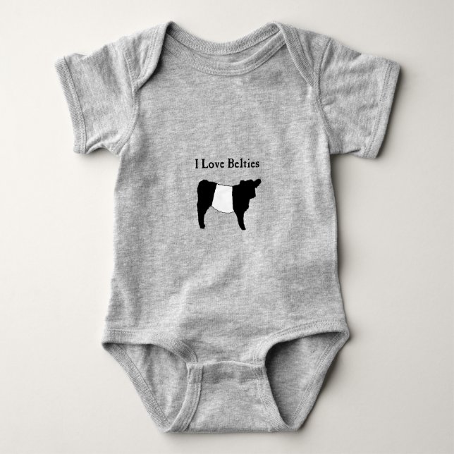 I Kärlek Belties - Black White Belted Galloway Cow T Shirt (Framsida)