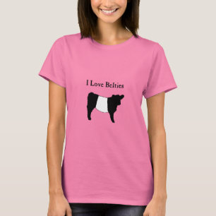 I Kärlek Belties - Black White Belted Galloway Cow T Shirt