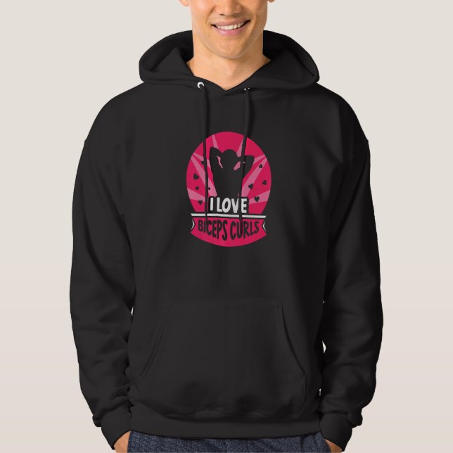 I Kärlek Biceps Curls Curl Ord Workout Musse Hoodie (Framsida)